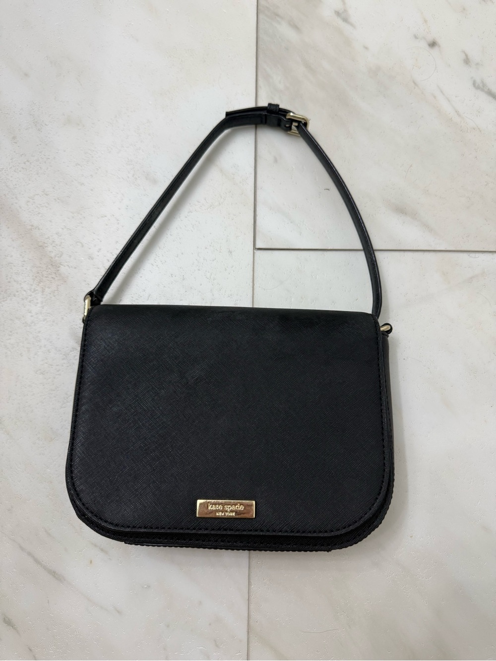kate spade Black Crossbody Bag with Gold Plaque